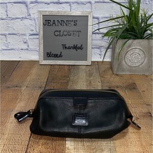 Fossil Soft Leather  Black Travel Toiletry Bag Shaving Dopp Vintage